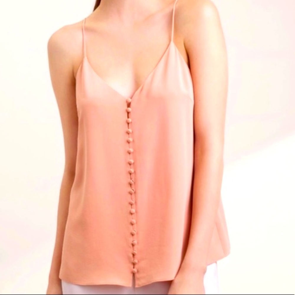 Aritzia Wilfred 100% silk cream button front camisole tank blouse
